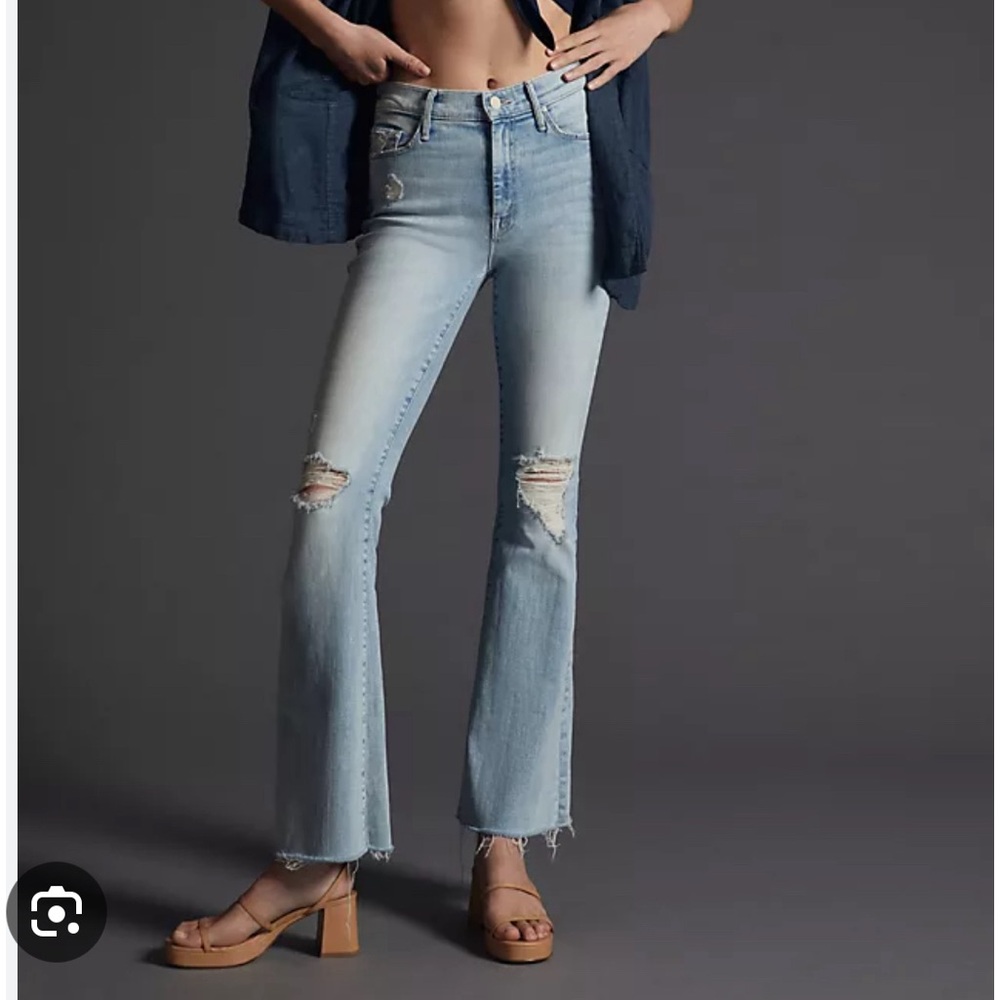 MOTHER The Weekender Fray Jeans in Action Shot Light Wash - worn one time!